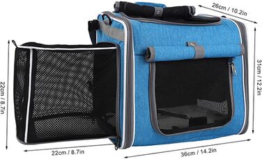 Клітка-переноска для собак та котів Asixxsix на велосипед, розширювана, складна, водовідштовхувальний матеріал Oxford, до 8 кг (Сірий, Блакитний)