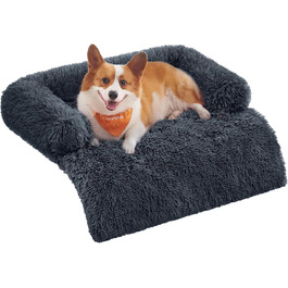 Крісло-лежанка для собак Feandrea FluffyHug, м'яка лежанка-софа, захист дивану, подушка для собак, розмір L, для середніх собак, 95 x 85 x 16 см, темно-сірий