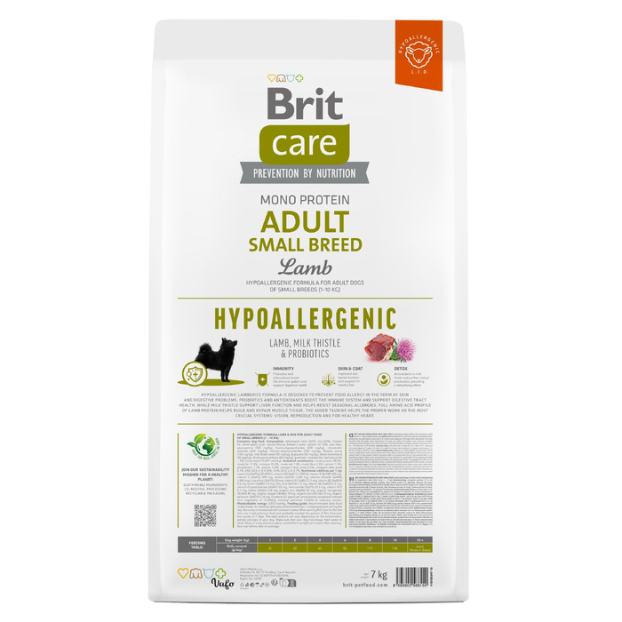 Корм для собак BRIT Care Hypoallergenic Adult Small Breed Ягнятина, 7 кг