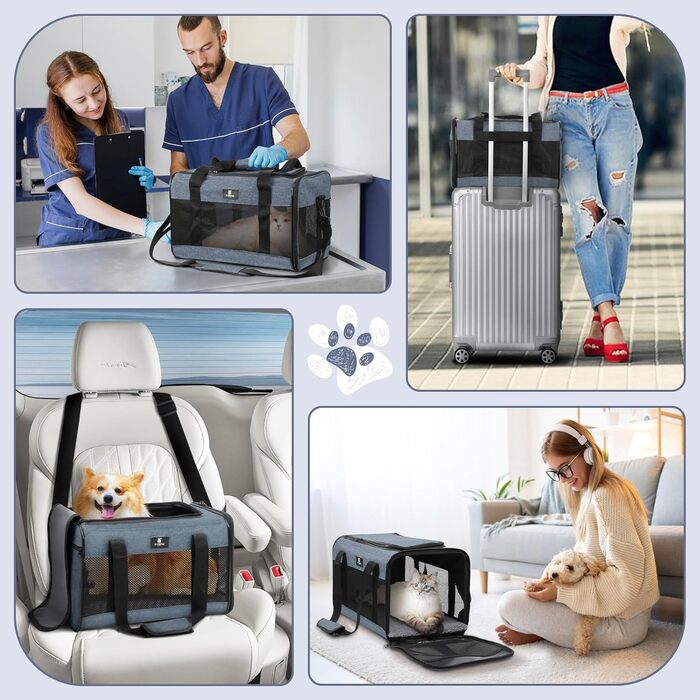 Переносний переноска для тварин X-ZONE: для собак та котів середнього та малого розміру, чорний та блакитний кольори