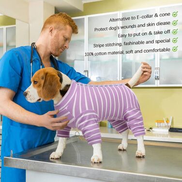 Піжама для собак після операції Kuoser, одяг для собак після кастрації, комбінезон для собак після операції, одяг для собак після операції, піжама для собак, котів, маленьких та середніх собак, фіолетовий, XS