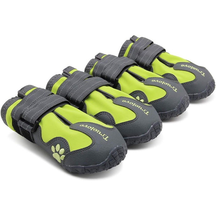Водонепроникні чоботи для собак Truelove, 4 шт. в упаковці, зелені, з світловідбиваючими ременями