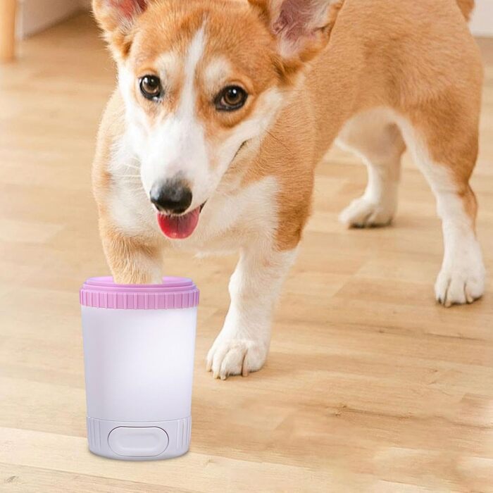 Миска для миття лап собак, силіконовий скребок для лап домашніх тварин - рожевий, для великих та малих собак