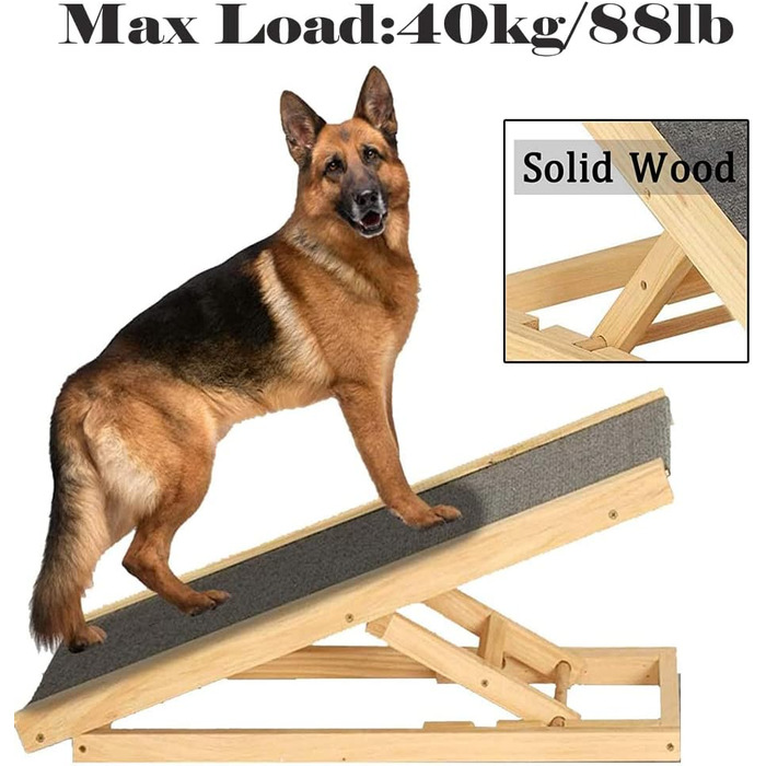 Сходинки для собак, складані, 100 см, регульована висота, дерев'яна рампа для собак, для дивана, авто, ліжка, з антиковзким покриттям