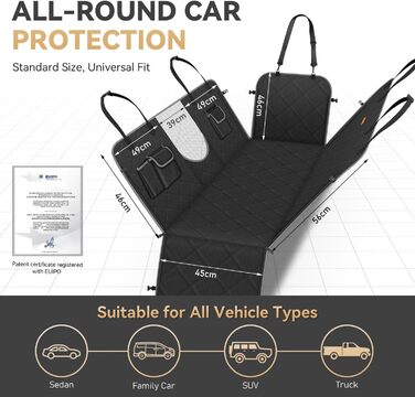 Накладка на сидіння автомобіля Looxmeer для собак, водовідштовхувальна та стійка до подряпин, універсальна, з захистом боків та оглядовим вікном, 137 x 147 см, сіра