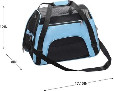 Сумка-переноска для домашніх тварин з м'якими боковинами, блакитна (S)