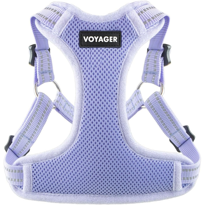Шлейка для собак Voyager регульована з світловідбиваючими смугами Best Pet Supplies - міцна жилетка для повного тіла без натягу з кільцем для повідка D-подібної форми, дихаюча, Рожева, розмір XS (Обхват грудей: 13 - 16')