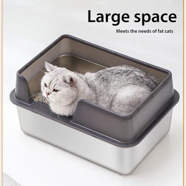 Лоток для котів MENDUNER 50x35x25 см нержавіюча сталь