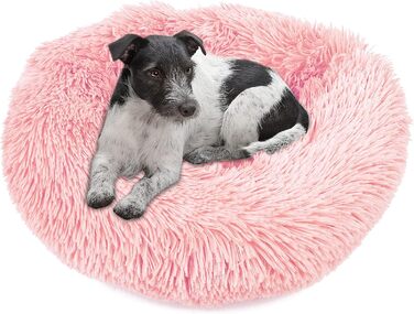 М'яке ліжко для собак та котів Donut 50см - рожеве, для маленьких та середніх порід