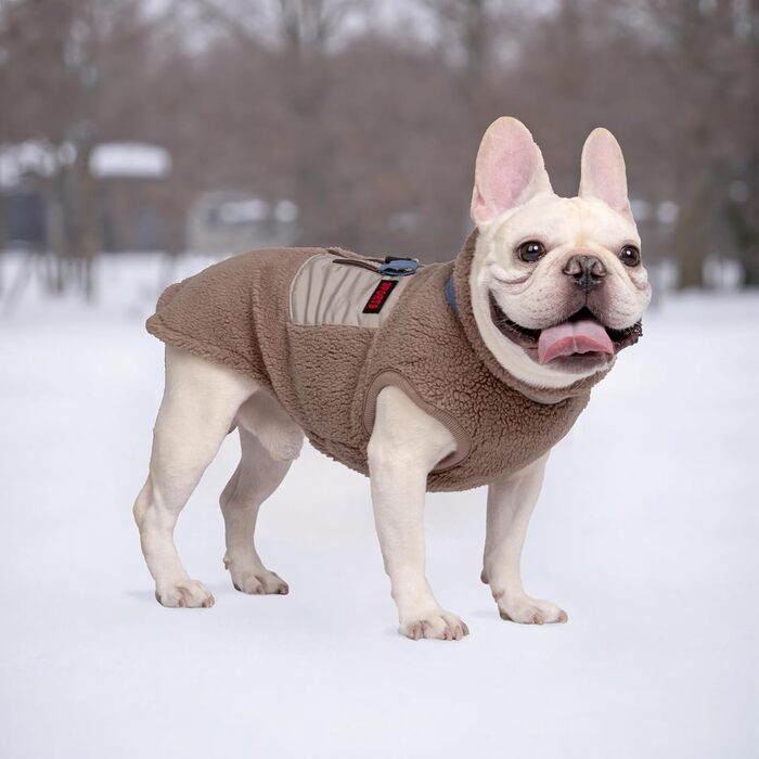 Теплий зимовий жилет для собак FeimaX з флісу, з D-початком, для малих та середніх собак, колір кава