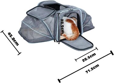 ABISTAB Транспортна переноска для собак і котів, розкладний бокс для авто та авіаперельотів, Maxi 72см, з двостороннім відкриванням та довгим плечовим ременем