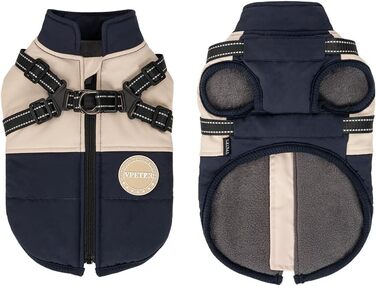 Зимова куртка для собак з повідком, для малих та середніх собак, водонепроникна, регульована, розмір XX-Large, темно-синій