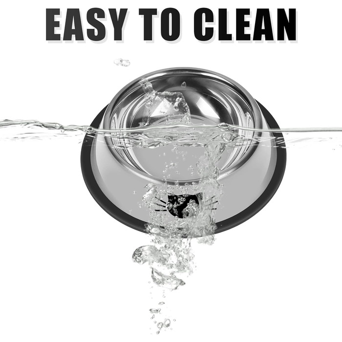 Набір з 2 неслизьких мисок для котячого корму з нержавіючої сталі, міцні, об'єм 200 мл, знімний гумовий дно, легко миються, гарний колір