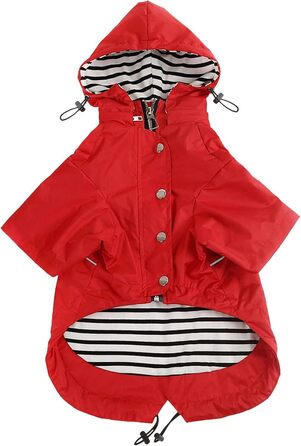 Дощовик для собак Pethiy Premium, червоний (XS), з капюшоном та кишенями