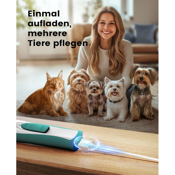 Триммер для собак Oneisall: безшумний, акумуляторний, з LED-підсвічуванням. Ідеально для стрижки подушечок лап, очей, вух та обличчя. Зелений колір