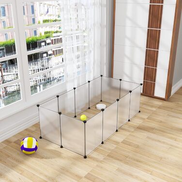 Клітка для кроликів, морських свинок та цуценят EUGAD, 145x46x75 см, прозора панель 35x45 см, без дверцят