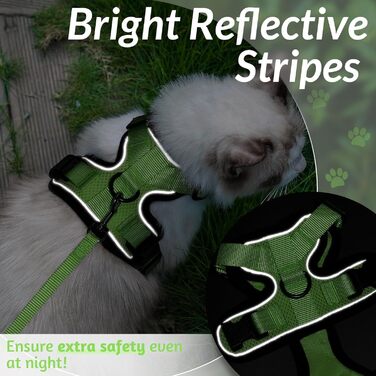 Шлейка для кота Rabbitgoo з повідком, м'яка, безпечна, регульована, зелена, розмір M (1 шт.)
