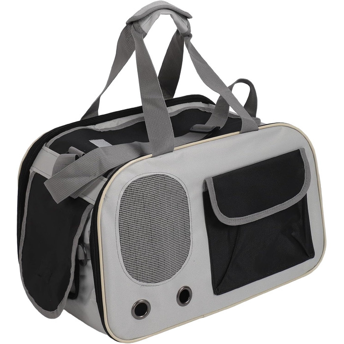 Транспортна переноска для котів та собак LUCKDANO, складана, з регульованим ременем, міцна, стильна (BLACK)