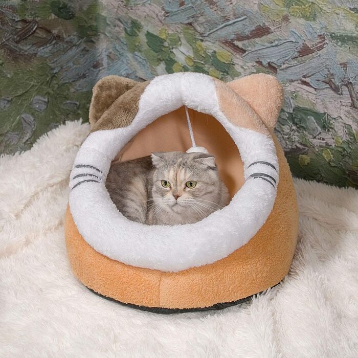 Ліжко-купол для котів Qucey, м'яка будка для котів і маленьких собак, знімна та прана подушка, спальне місце для домашніх улюбленців