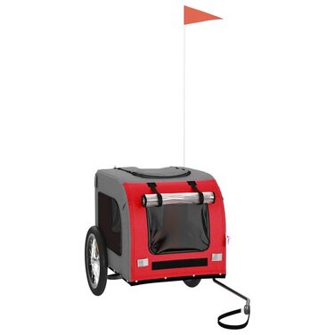 Транспортна переноска для собак з колесами, візок для котів, велосипедний причіп для собак. Червоний та сірий, матеріал: Oxford, для маленьких собак та котів