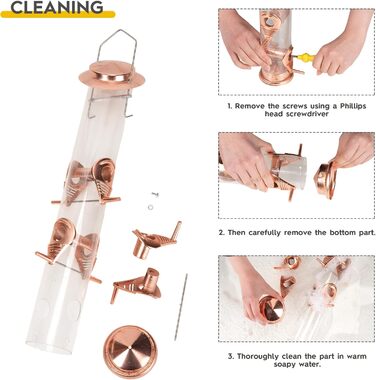 Металева годівниця для птахів з підвісним тросом, 6 відділень, Tubo