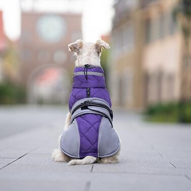 Водонепроникний жилет для собак, теплий, з високим коміром, зелений (S, фіолетовий)