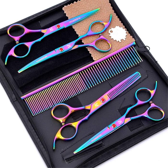 Набір професійних ножиць для грумінгу тварин 6.0 дюймів, з нержавіючої сталі, для салонів та дому, фіолетовий