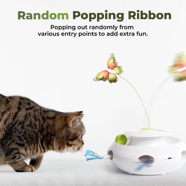 Інтерактивна іграшка для котів ALL FOR PAWS 3 в 1: метелик, м'ячики, пір'я. Автоматична іграшка для дому.