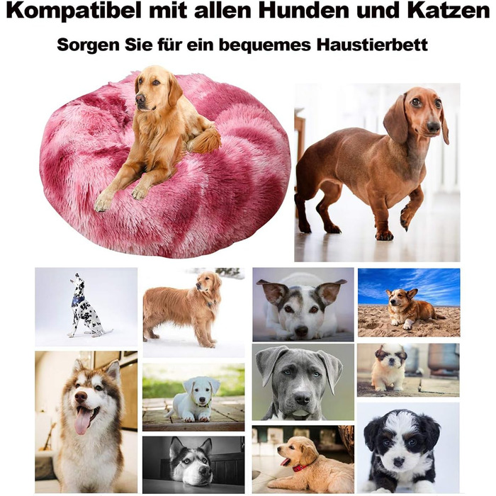 М'яке собаче ліжко, розкішне ліжко для домашніх тварин, софа, кругле плюшеве ліжко для собак, котяче ліжко у формі пончика, середніх розмірів, м'яке, дихаюче, сапфірове, діаметр 80 см, 80x80 см, сапфірове