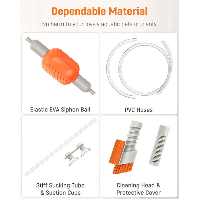 Набір для чищення акваріума Pawfly: сифон, пилосос, шланг 1,8 м, інструмент для очищення ґрунту