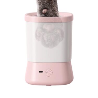 Портативний мийник лап для собак USB, 360° обертання, рожевий. Мийка лап для собак, щітка для чищення лап, догляд за домашніми тваринами