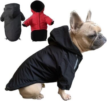 Водонепроникний зимовий теплий верхній одяг для собак з капюшоном, для Французького бульдога, Чихуахуа (Чорний, XXL) Чорний XXL