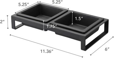 Yamazaki Home підставка для корму з керамічними мисками для котів і собак, сталева, 2 миски по 300 мл, нековзка