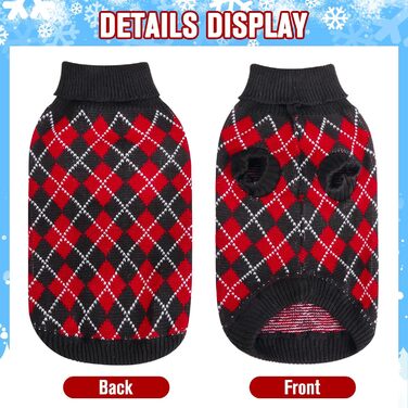 Теплий зимовий пуловер з діамантовим візерунком Kooltail для собак середніх та великих порід, червоний та зелений (M)