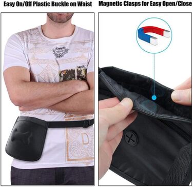 Сумка для корму для собак, навчальна сумка, кишенька для ласощів з дозатором кульок для прибирання, магнітна застібка, регульований плечовий ремінь для дресирування собак, кишеня для ласощів також для коней, чорна