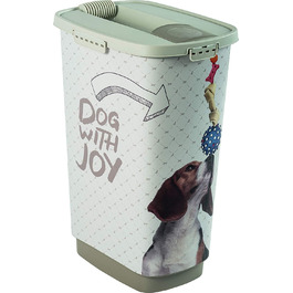Контейнер для корму Rotho MyPet Cody 50 л з кришкою і дозатором, пластик BPA-free, бежево-білий
