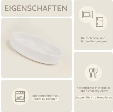 Набори мисок для котів SPUNKYJUNKY 3 шт. з кераміки, 300 мл, білі, круглі