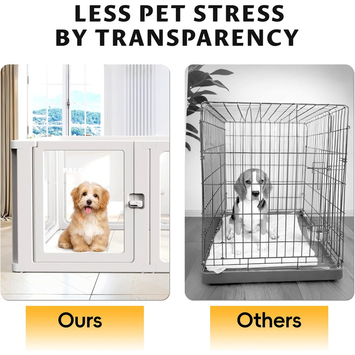 PALOPALO Вольєр XXL з прозорого акрилу для цуценят, собак-матерів та кішок – легка портативна будка для собак з легкою збіркою, дихаюча конструкція для дому