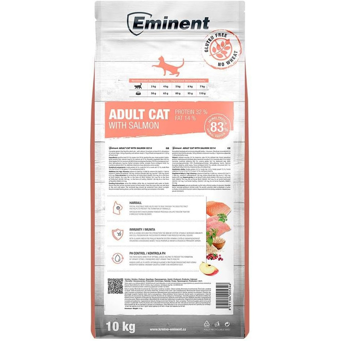 Сухий корм для дорослих котів Eminent Adult Salmon з лососем, безглютеновий, преміум-клас, 10 кг