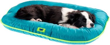 Ортопедичне ліжко для собак великих порід Ferplast: м'яка, водонепроникна лежанка з знімним покриттям, 110 x 70 x 8 см. Сірий, синій колір. Розмір подушки: 60 x 80 x 11 см