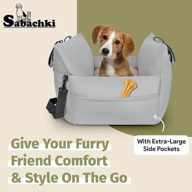 Автокрісло для собак (водостійкий бустер) з ручками та кишенями, до 13,6 кг – сірий