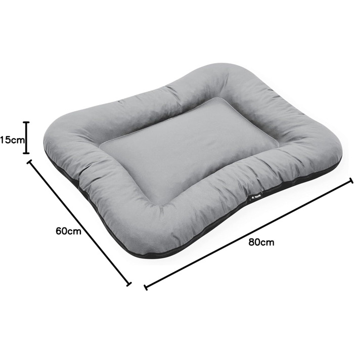 Ліжко для собак середніх порід 4L Textil KLEO, 90x70 см, бежеве, з блискавкою. Також: килимок, матрац, подушка для собак. Розміри: 80x60x10 см (сірий, з блискавкою)