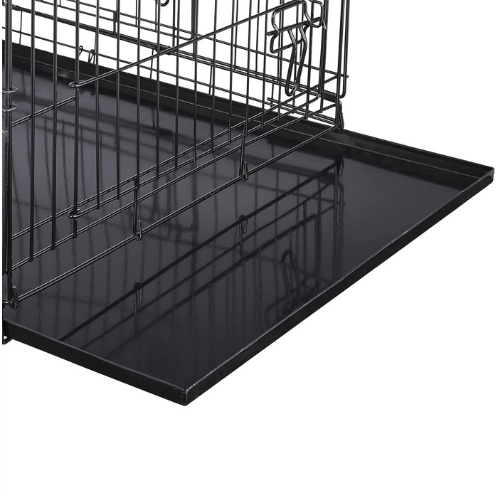 Клітка для собак Relaxdays: для дому та автомобіля, HBT 87x122x80 см, сталева, чорна, з ручкою та двома дверцятами (розміри внутрішні: 54x77x59 см)