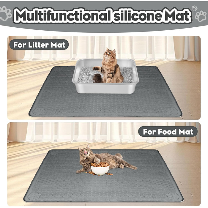 Килимок для котячого туалету Bartuke Katzenklo Matte, великий розмір 101 x 71 см, силіконовий, для контролю розсипання, м'який для лап котів, легко миється (Зелений)