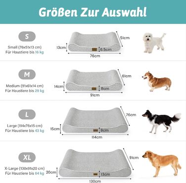 Ортопедичне собаче ліжко для великих собак, 114x76x15 см, знімний чохол, підвищений борт. Водонепроникна, антиковзаюча, стійка до деформації собача лежанка у формі човна, сірого кольору, L (114x76x15 см)