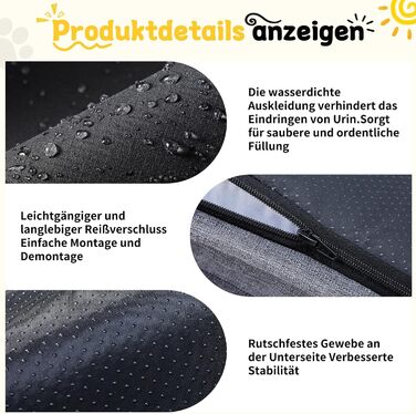 Ортопедичне ліжко для собак середніх та великих порід, 109x84x21 см, з високощільним шаром, знімний водонепроникний чохол, зручне, неслизьке (Світло-сірий, L)
