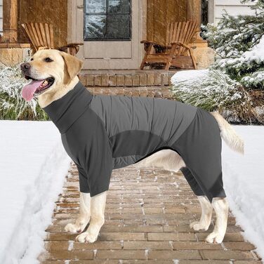 Зимовий теплий одяг для собак - теплий зимовий одяг з високим коміром, регульований, для малих, середніх та великих собак, для прогулянок, походів, кемпінгу (Сірий M)