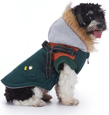 Водонепроникна зимова куртка для собак з флісовою підкладкою та світловідбиваючим дизайном для прогулянок та активного відпочинку (Army Green, L)
