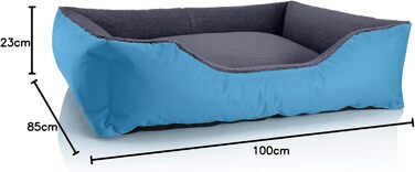 Ліжко для собак BedDog Teddy XL, сіро-блакитне, 100x85x23 см, з міцного матеріалу Cordura та Microfaser-Velours, для дому та вулиці