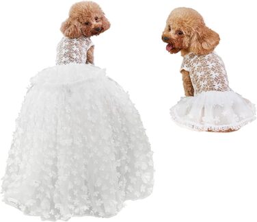 Сукня для собак з тюлем та знімним шлейфом для маленьких та середніх собак - костюм принцеси для святкування дня народження, розмір S